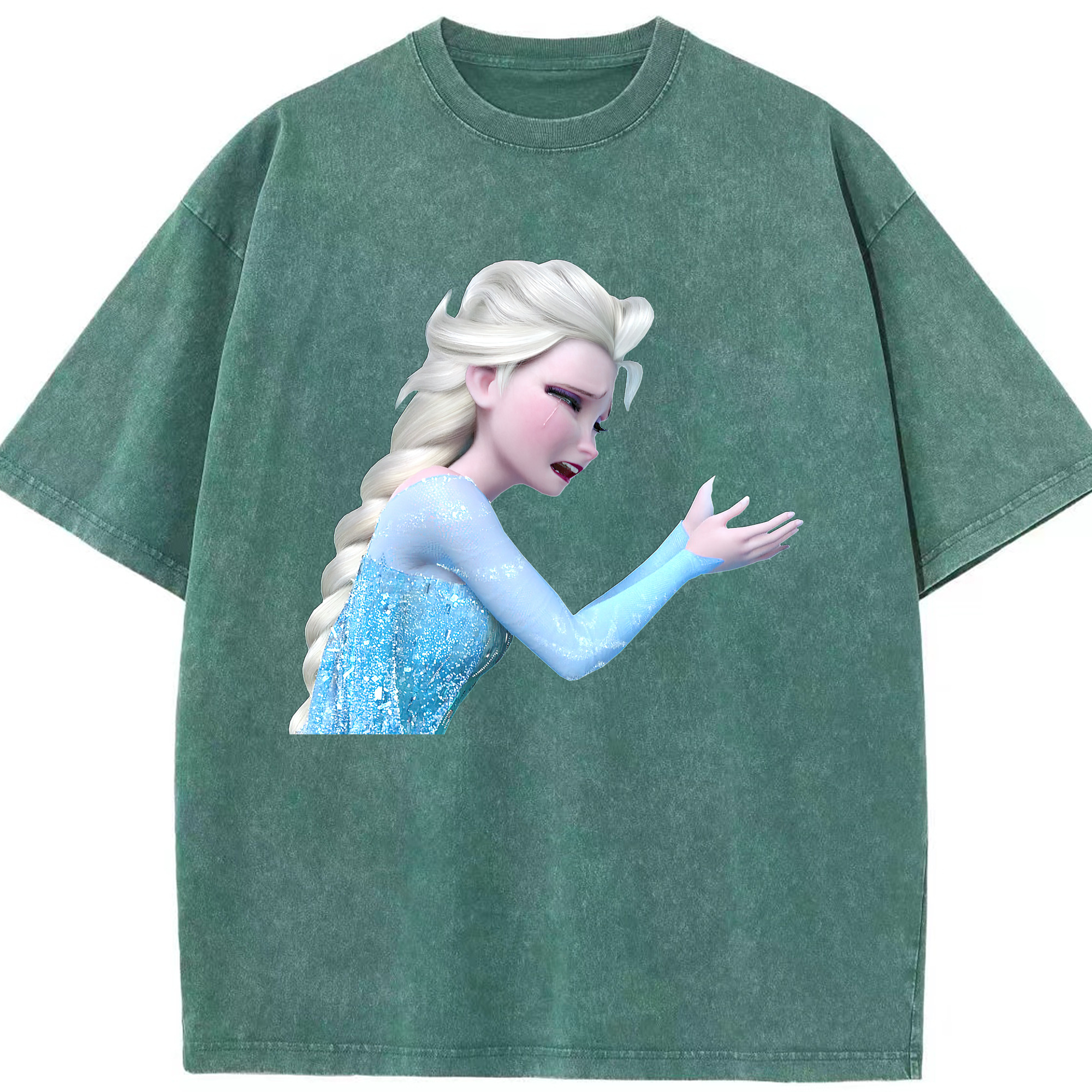 （画像用） アナと雪の女王 アンナ エルサ Frozen Anna Elsa 綿100% ヴィンテージ風 半袖Tシャツ（フロントプリント）